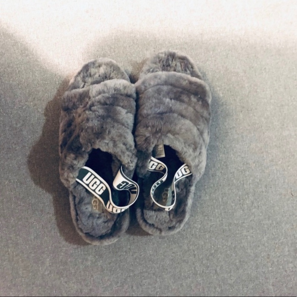 Uggs furry slides.